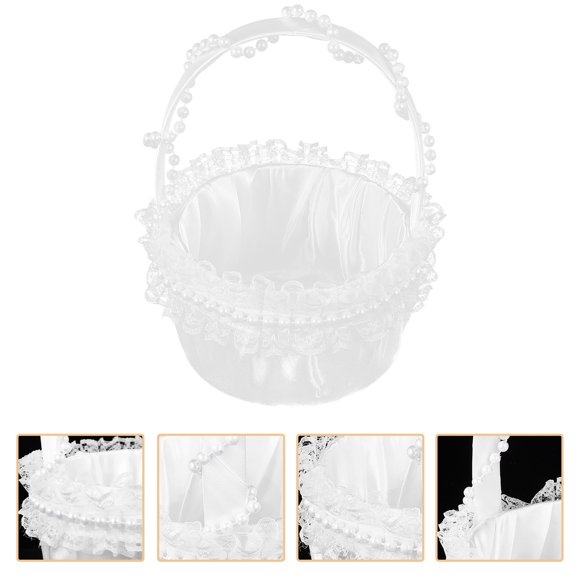 UPGRATOR Cesta De Flores Con Encaje Para Bodas Cesta Portátil Para Almacenamiento Y