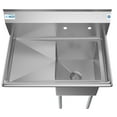 thumbnail image 2 of 1 Compartment 33" Stainless Steel Commercial Kitchen Prep & Utility Sink with Drainboard - Bowl Size 15" x 15" x 12", 2 of 9