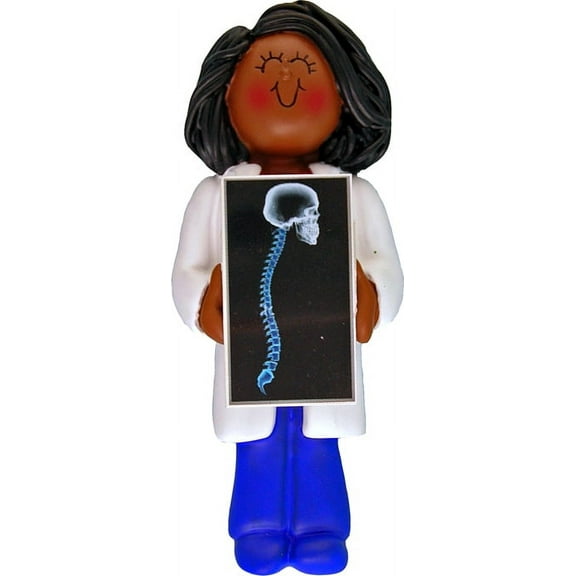 Chiropractor X-Ray Tech Female African-American Personalized Christmas Ornament DO-IT-YOURSELF