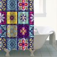thumbnail image 5 of Extra Long Boho Shower Curtain 72x84 Inches - Vintage Floral & Tropical Leaves Pattern, Waterproof Bohemian Bathroom Decor with 12 Hooks, Tribal Rustic Style, 5 of 5