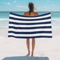 thumbnail image 2 of Ocean Blue White Striped Pattern Beach Towels Blanket Soft&Absorbent Quick Dry Microfiber Minimalist Pool Towels for Swimming ,Yoga, Sports, Gym, Camping,Large 30X60in,, 2 of 8