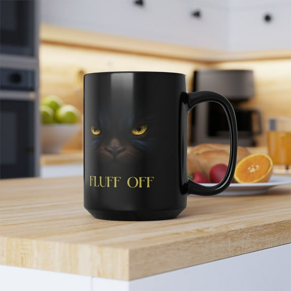 Sarcastic Black Cat Ceramic Black Mug (11oz, 15oz)