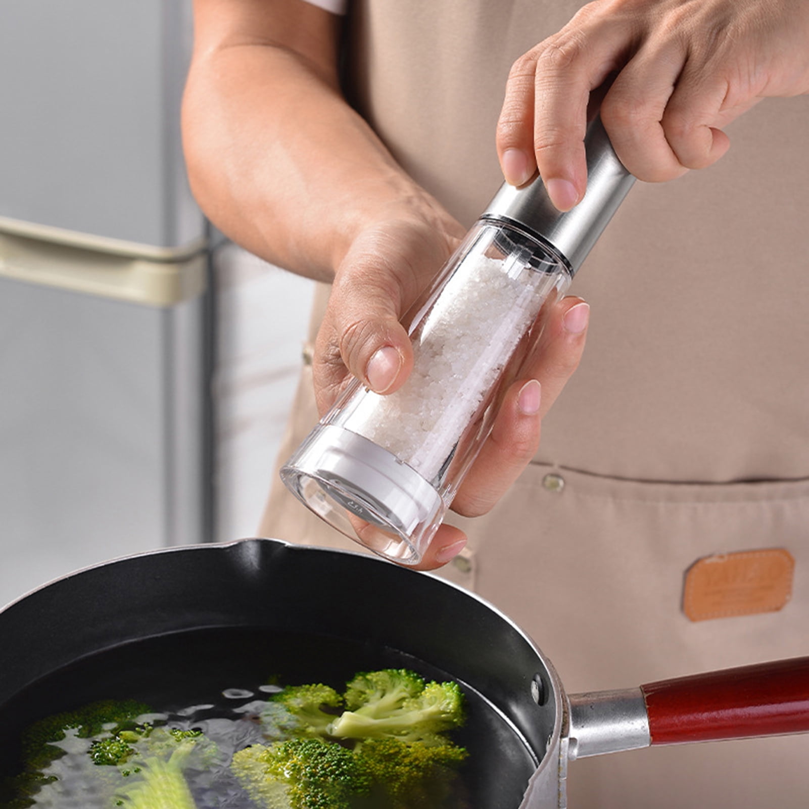 Homelife Salt And Pepper Grinder Stainless Steel Salt Spice Shakers Coarse Mills Refillable Adjustable Lid Grinder Kitchen Tools