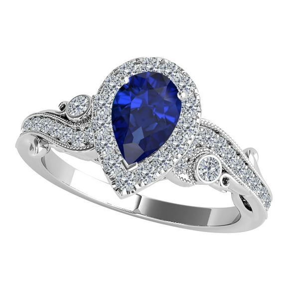 AoneJewelry 1.00 Carat 10K Diamond and Tanzanite Ring In Solid Yellow & White Gold