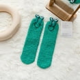 thumbnail image 2 of CUZIBR Socks For Women Winter Stripe Cute Print Solid Crew Socks Thick Fuzzy Waem Stockings Comfy Soft Casual Breathable Socks,Green,One Size, 2 of 3