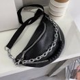 thumbnail image 4 of Bolsa de pecho de moda para mujer PU con cadena de cuentas Fanny cintura bandolera (negro) Likrtyny Para Estrenar, 4 of 9