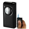 Visol VLR501409 Infinity Double Jet Carbon Fiber Black Cigar Lighter