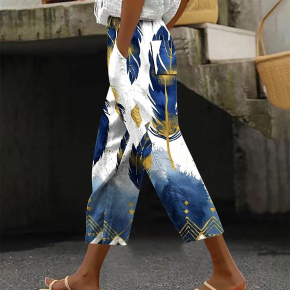 FAJHHA Pantalons pour Femmes, Pantalons pour Femmes, Pantalons pour Femmes Économies d'Automne Soldes Aujourd'hui Offres Prime Pantalons Décontractés à Cordon Imprimé Mode avec Poches