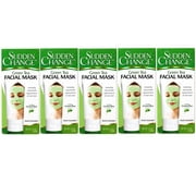 5 Pack - Sudden Change Green Tea Facial Mask – Antioxidant-Rich Skincare for Wrinkle Reduction, Puffiness Relief & Pore Purification – Hydrating & Oil-Control Formula with Cooling Sensation (3.4 oz)