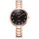thumbnail image 1 of Reloj de pulsera de cuarzo con números arábigos simples, correa de aleación delgada, reloj analógico para mujer (oro rosa + negro), 1 of 5