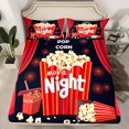 thumbnail image 2 of Manfei Vintage Cinema Tricket Queen Sheet Sets, Black Red Popcorn Filmstrip Flat Sheet, Movie Theater Theme Queen Fitted Sheet, Breathable Home Decor, 4-Piece, 2 of 7