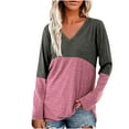 thumbnail image 1 of Camisas Para Mujer Casual Manga Larga Cuello en V Tops Patchwork Blusa Suelta Camisas Odeerbi  ODB129525, 1 of 6