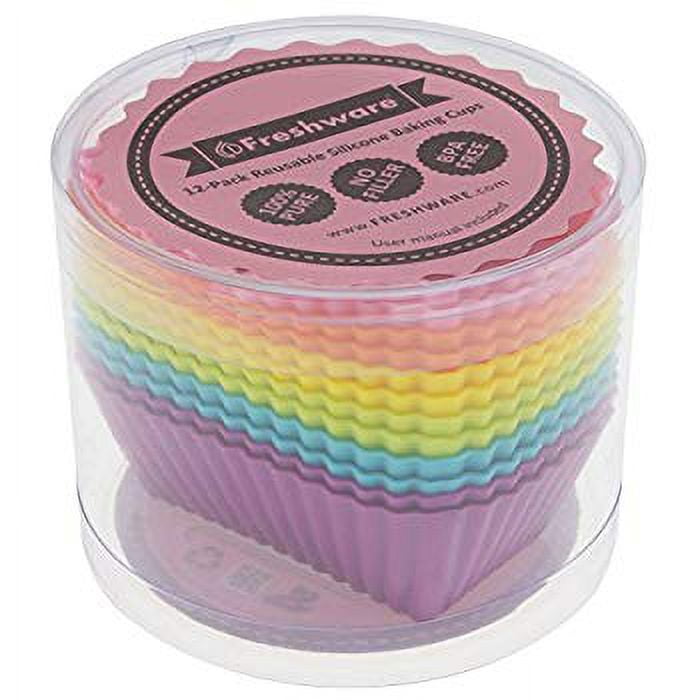 Pantry Elements Silicone Cupcake Liners for Baking and Bonus Gift Jar, Pack  of 12 Reusable Muffin Liners Baking Cups Molds for Baking, Bento Lunch Box  Accessori…