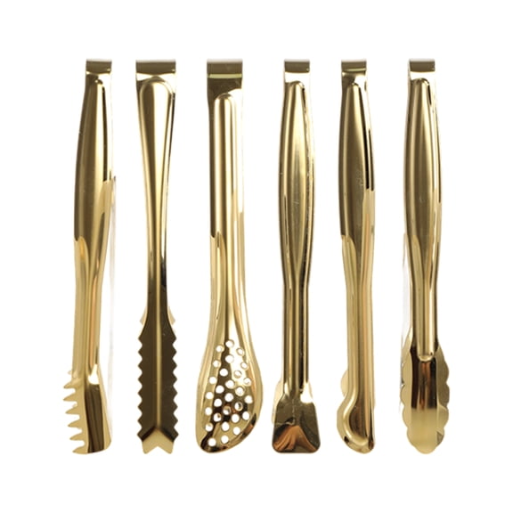 6 Pack Mini Serving Tongs, Small Stainless Steel Serving Tongs, Portable Ice Tongs for Buffet, Bar, Kitchen, Party, Cooking, Food Serving