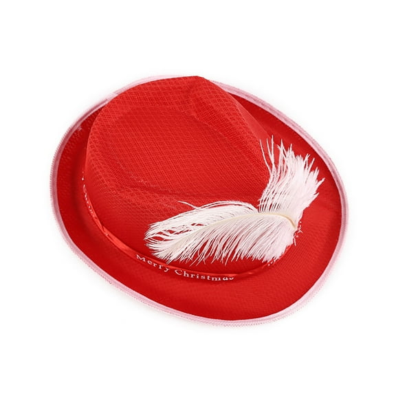Vintage Christmas Hat with Plume Decor Girls Boys Felt Ladies Cowboy Hats Party Top Bonnet Boys Cosplay Hat