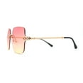 thumbnail image 3 of Womens Jewel Buckle Hinge Arm Rimless Butterfly Sunglasses Gold Red, 3 of 5
