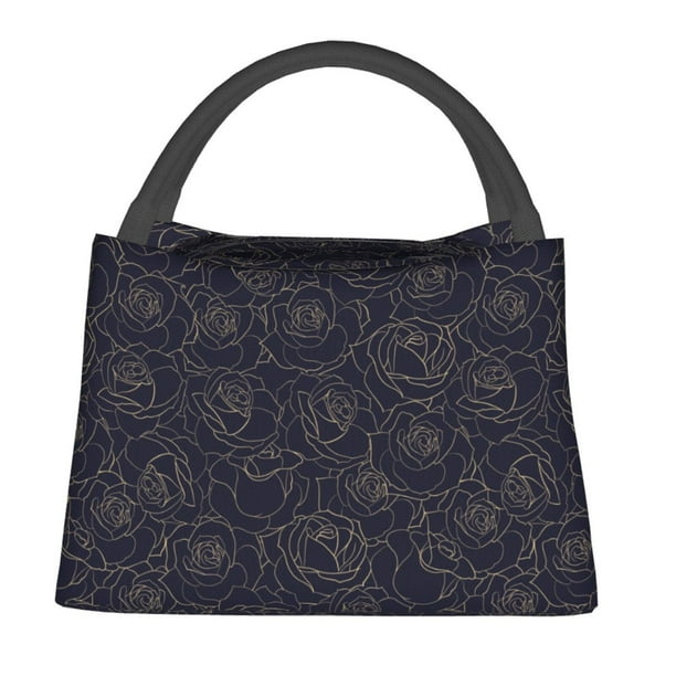 Balery Copper-Gold Gloss Outline Rose1 Bolsa de Aislamiento Portátil – Bolsa de Almuerzo con Forro de Aluminio Mejorado, Funda Impermeable y Fácil de Limpiar para Picnic y Caja de Almuerzo