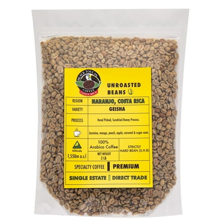 Black Toucan Coffee Green Costa Rican Geisha Honey Beans, 2 Lb