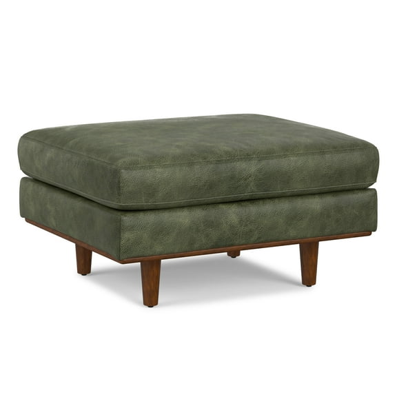 Morrison 33 inch Wide Mid-Century Modern Table Ottoman in Moss Green Genuine Leather
