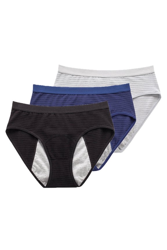 Womens Underwear, Menstrual Period Underwear for Women Girls Cotton Panties Mid Waist Comfortable Easy Clean Briefs 3 Packs