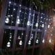 thumbnail image 3 of Luces de cadena LED, luces de cortina, decoración para fiesta de boda navideña alimentada por enchufe con bolas blancas, 3 of 5