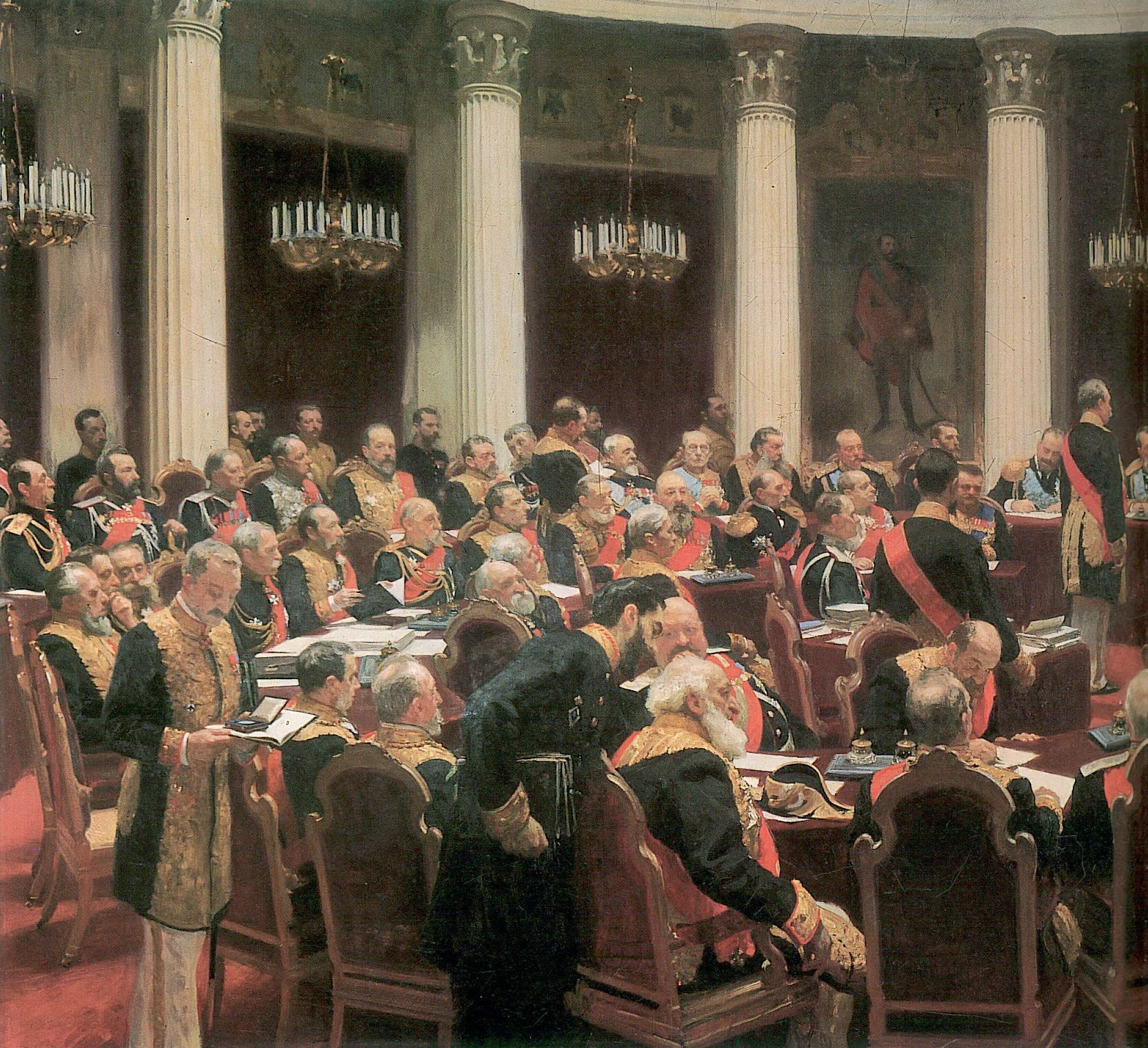 Заседания совета учреждения. Репин торжественное заседание государственного совета 7 мая 1901 года. Картина Репина заседание государственного совета 1906.