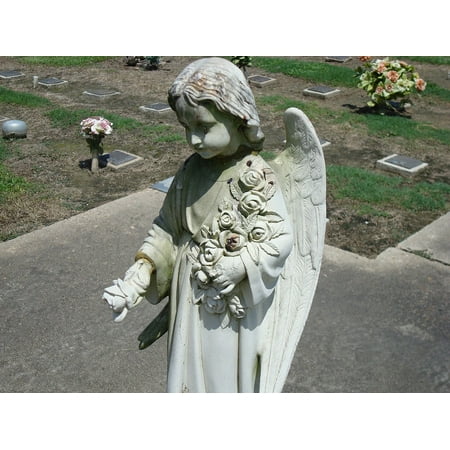 Monument Headstone - LAMINATED POSTER Statue Cemetery Sad Angel Headstone Monument Poster Print 24 x 36