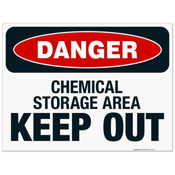Danger Chemical Storage Area Keep Out Sign, OSHA Danger Sign, 18x24 Corrugated Plastic