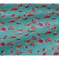 thumbnail image 5 of oneOone Viscose Jersey Turquoise Blue Fabric Flower Watercolor Sewing Material Print Fabric By The Yard 60 Inch Wide, 5 of 5