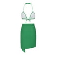 thumbnail image 6 of WREESH Womens Bikini Set with Sarong Bathing Suit Beach Cover Up Wrap Skirt Bikini Split Bikini Three-Piece Swimsuit Split Swimsuit Set Green, 6 of 8