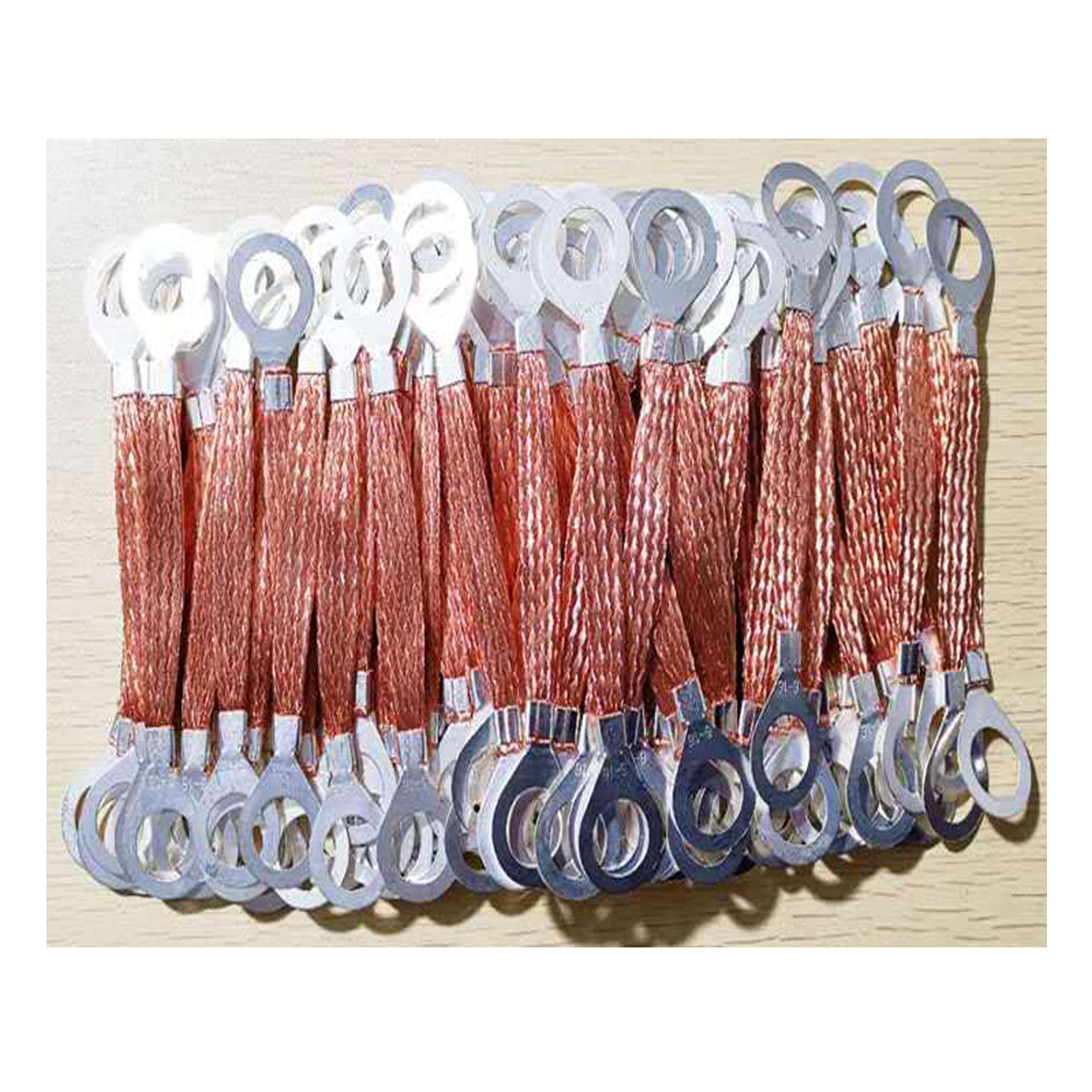 10 Pieces, Terminal Copper National Standard Braided Ground Wire/6 Square; Length About 6 Inches (150 Mm); Hole Distance: 16 Mm