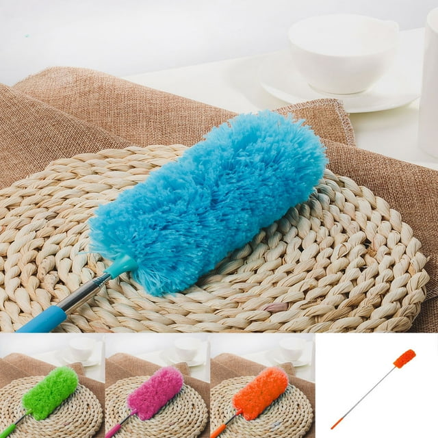 Microfiber Feather Duster with Extendable Pole, 10.24-29.53 inches Extra Long Duster for Cleaning, Non-Scratch, Washable Duster for Ceiling, Fan, Furniture