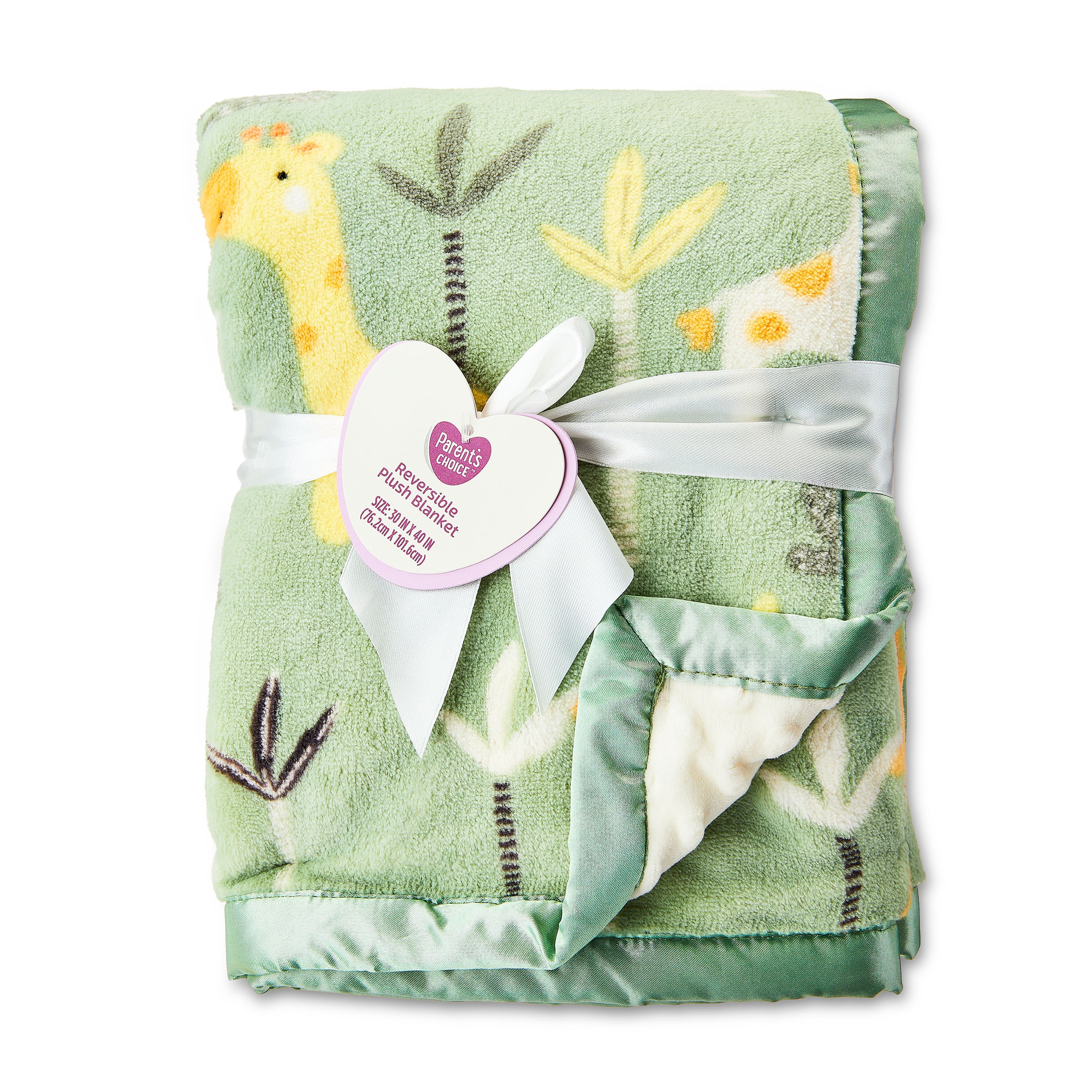 Parent's Choice Plush Reversible Safari Unisex Polyester Baby Blanket, 30 in x 40 in