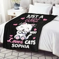 thumbnail image 4 of Custom Just Girl Loves Cats Blanket Personalized Throw Blankets Add Your Own Name Customized Flannel Throws for Men Women Gift 60 in x 80 in Large for Adults, 4 of 6