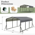 thumbnail image 2 of 10x15FT Metal Carport, Heavy Duty Carport with Galvanized Steel Roof and Enhanced Base, Upgraded Large Outdoor Carport Canopy, Metal Carport Garage for Cars, Boats, Trucks, Gray, 2 of 7