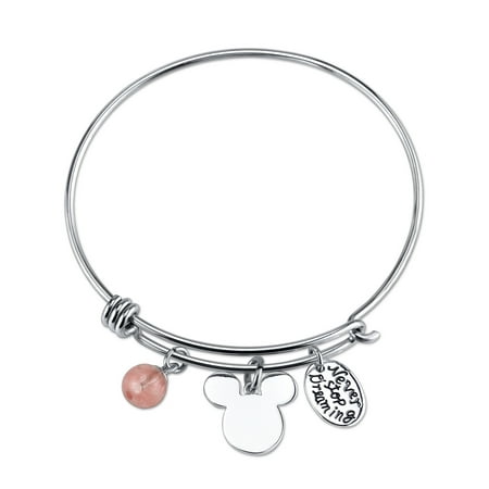 Disney Stainless Steel Catch Bangle With Silver Plated Disney Stainless Steel Catch Bangle With Silver Plated Mickey Mouse Head Never Stop Dreaming