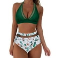 thumbnail image 1 of Fvwitlyh Two Piece Bathing Suits For Women Women High Waisted Bikini Push Up Two Piece Swimsuits Vintage Swimsuit Two Piece Retro Ruched High Waist Print Bikini Set, 1 of 5