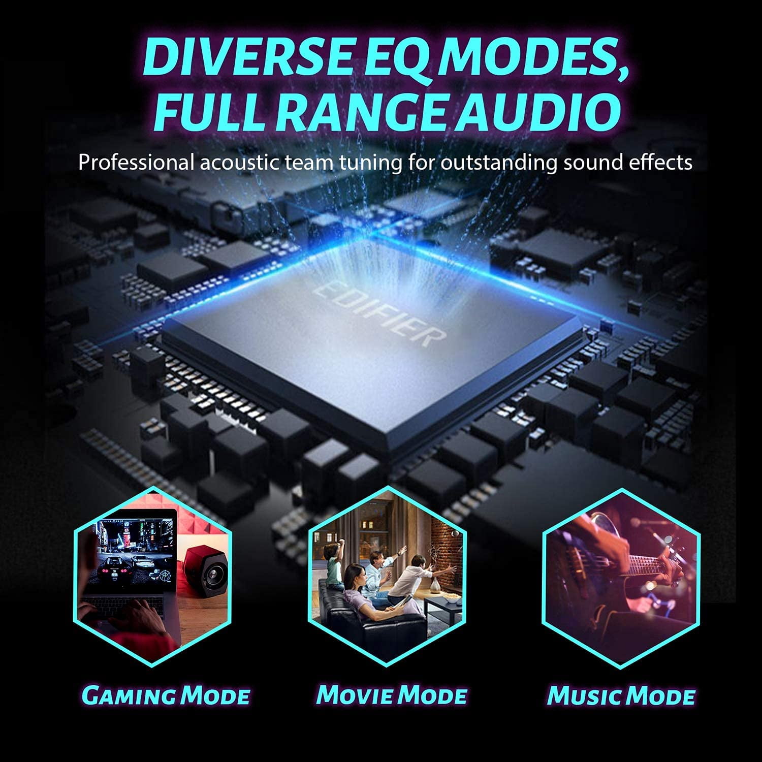 Restored Edifier G2000 32W PC Gaming Computer Speakers for Laptop Mac Desktop Computer Woofer Speakers Bluetooth USB 3.5mm AUX Inputs RGB Lights Multimedia Speakers Black (Refurbished)