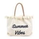 thumbnail image 4 of Bolsa de lona bordados letras mujeres clase compras borla de hombro Tmvgtek Para Estrenar, 4 of 8