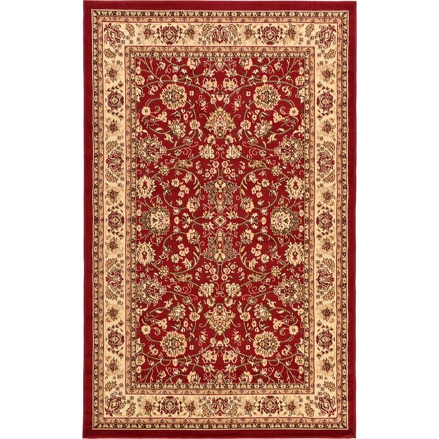 Unique Loom Sialk Hill Persian Floral Rug 5' x 8' Rectangle Burgundy/Ivory