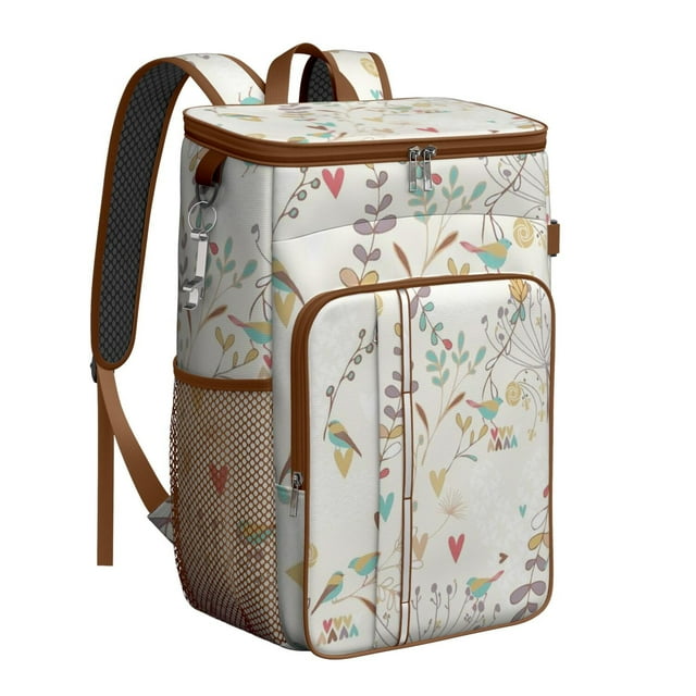 Tropical Floral Insulated Cooler Bag - 20L Soft Cooler with Multiple Pockets, Ideal for Families and Travelers