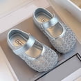 thumbnail image 2 of Gpaecead Girls Woven Mary Jane Flat Shoes Closed Toe Soft Sole Hook And Loop Adjustable Spring Summer Casual Shoes,Gray, 2 of 6