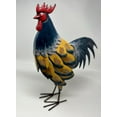 thumbnail image 3 of Drew DeRose Designs  blue rooster  with wood chip & metal  details 16.5"T x 12L"., 3 of 4