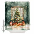 thumbnail image 2 of Green Christmas Tree Shower Curtain, Watercolor Snowflake Balls Xmas Waterproof Washable Boho Funny Cute Shower Curtains Set for Bathroom Farmhouse Bathtubs Decor with Hook, 48"Wx72"L, 2 of 7