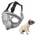 thumbnail image 1 of Short Snout Dog Muzzle Bulldog Muzzle Drinkable Adjustable Breathable Mesh for Training Biting Barking, 1 of 8