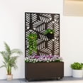 thumbnail image 2 of Outsunny Metal Planter Box with Trellis, 63" Leaf Cut-Out Privacy Planter, 2 of 10