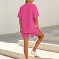 thumbnail image 5 of FRSASU 2 Piece Pajamas Set for Women Short Sleeve Shirt with Shorts Sleepwear Set Comfy Loungewear Pj Sets Hot Pink, 5 of 8