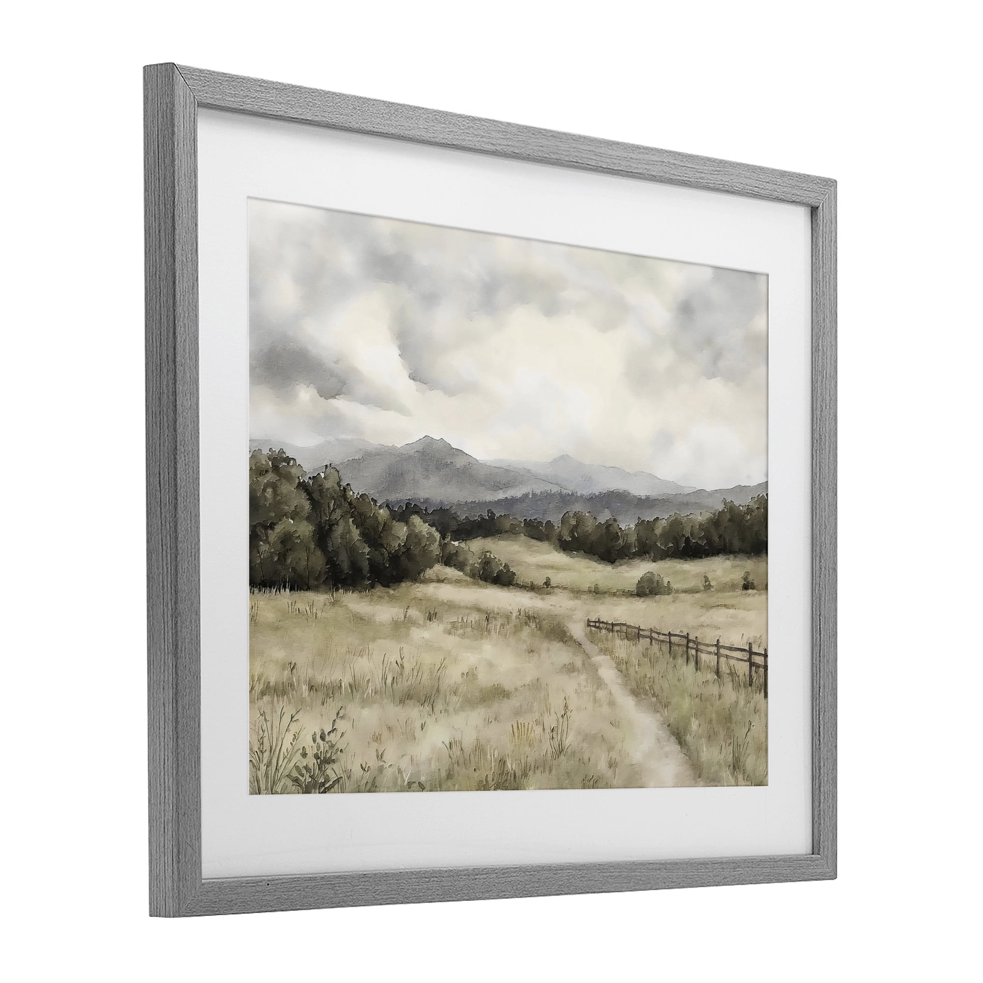 Stupell Industries Muted Trail Along Fence Gray Framed Print Under Glass, design by Riley B