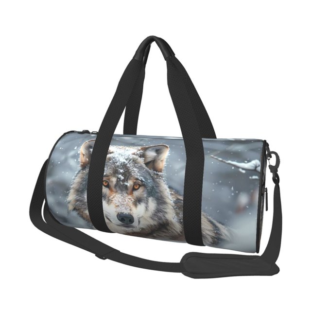 Easygdp Majestic Snowy Wolf Bolsa de Viaje, Bolsa de Mano, Bolsa de Gimnasio, Bolsa de Equipaje para Viaje