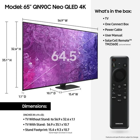 Samsung - 65" Class QN90C Neo QLED 4K UHD Smart Tizen TV